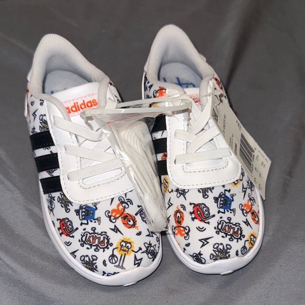 Adidas Kids' White and Black Graphic Sneakers